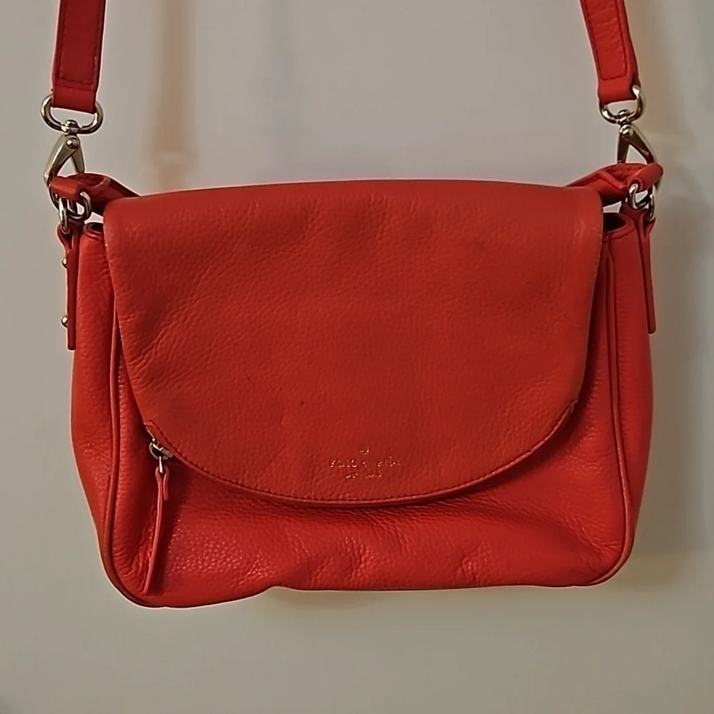 KATE SPADE Jackson Coral Pebble Leather Flap Shoulder Bag